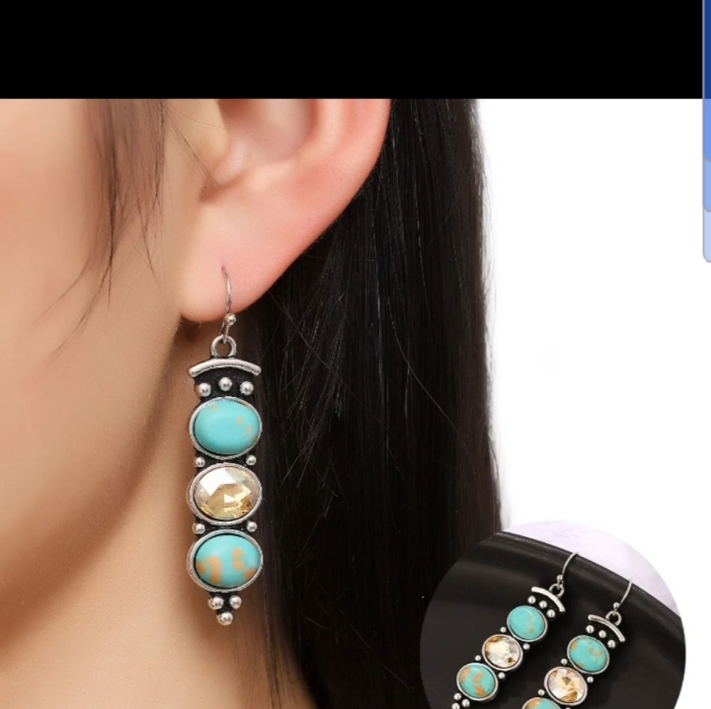 Vintage Thai Silver Turquoise Earrings